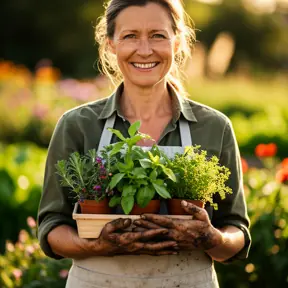 femme française souriante cuisinant à la maison ambiance chaleureuse lumière naturelle