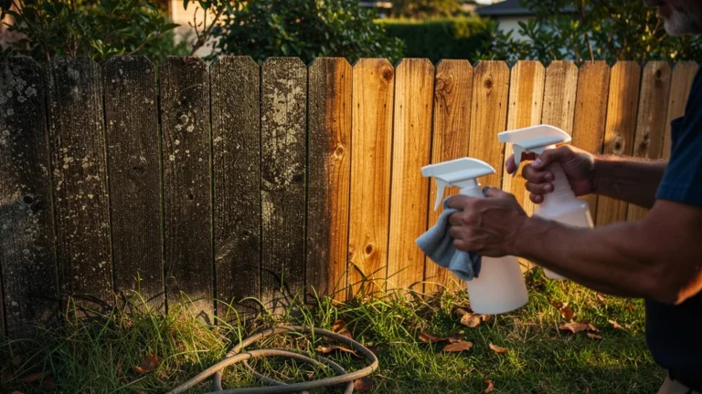 Deux nettoyants testés sur ma clôture bois noircie, grain du bois ressorti après nettoyage