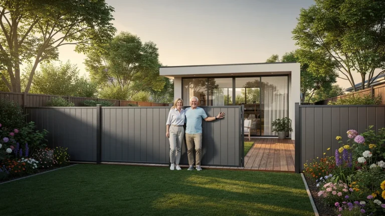 Clôture en panneaux rigides moderne et élégante, compromis idéal entre robustesse et esthétisme pour jardin